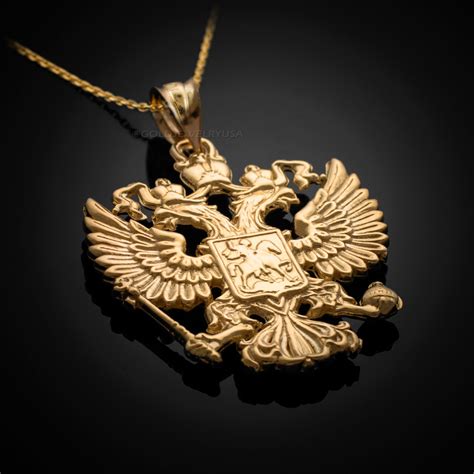 Gold Russian Imperial Coat Of Arms Double Headed Eagle Slavic Pendant