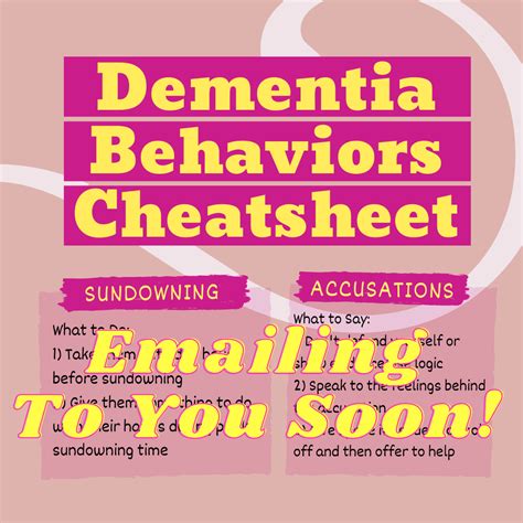 Dementia Behaviors Cheat Sheet