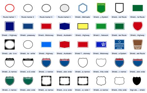 Dozens Of Highway Sign And Shield Free Editable Map Symbols Mapdiva