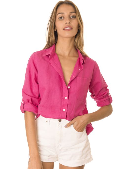 Linen Shirt Women Hot Pink Fuchsia Linen Shirts Linen Blouse Etsy
