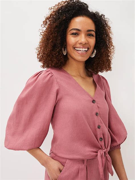 Phase Eight Raven Linen Tie Front Top Rose At John Lewis And Partners