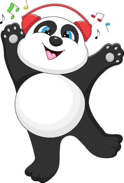 Premium Vector Cartoon Funny Panda Listening To Music