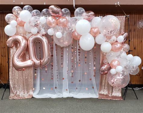 Rose Gold Picture Backdrop Balloon Arch Gold Birthday Party