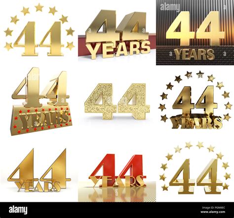 Set Of Number Forty Four Year 44 Year Celebration Design Anniversary