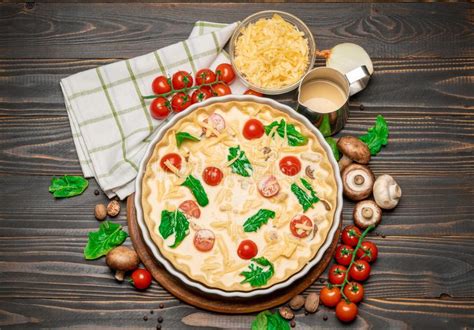 Traditional Quiche Tart In Baking Form With Filling Stock Image Image