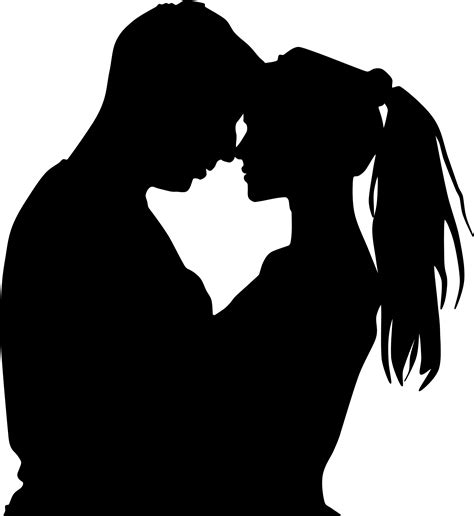 Cartoon Kissing Couple Silhouette