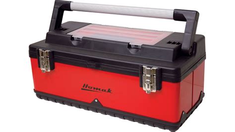 Homak 225in Red Metalblack Plastic Hand Carry Tool Box W Aluminum