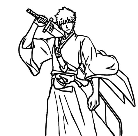 Ichigo Bleach Immortal Soul Coloring Page Free Printable Coloring Pages