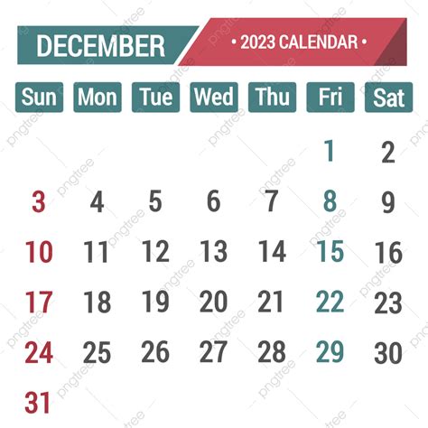 December Calendar Png Picture December 2023 Calendar Blue And Red