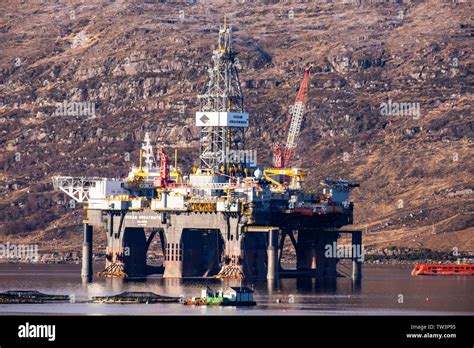 Ocean Greatwhite Worlds Largest Semi Submersible Drilling Rig In Loch Kishorn For Maintenance