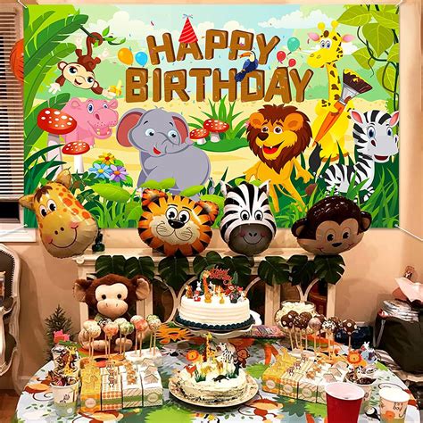 Buy Howaf Fabric Happy Birthday Banner For Jungle Animal Theme Birthday