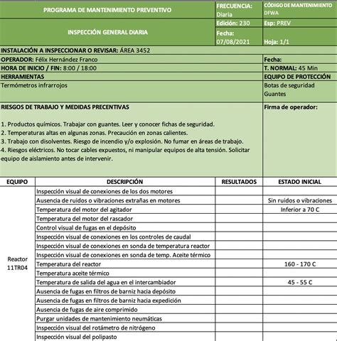 Programa De Mantenimiento Ejemplos Formatos【 2022