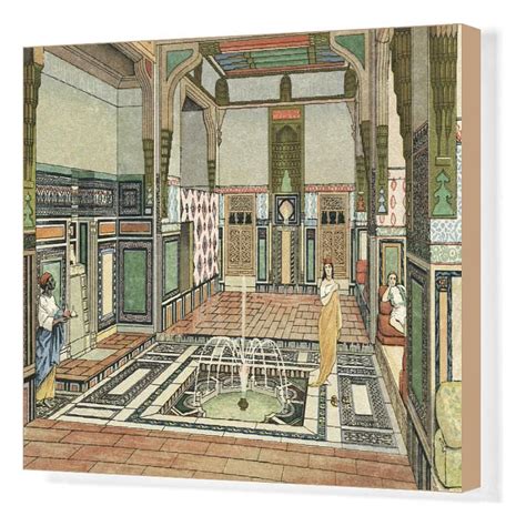 Print Of Imaginary Reconstruction Of The Interior Of A Rich Ancient Egyptian Home After An
