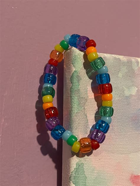 Rainbow Beaded Bracelet Etsy