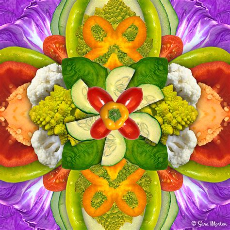 Modern Art Kaleidoscope Digital Collage Of Raw Vegetables Features Bell