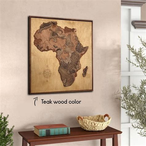 3d Map Of Africa Wooden Africa Map Topographic Map Volumetric Etsy