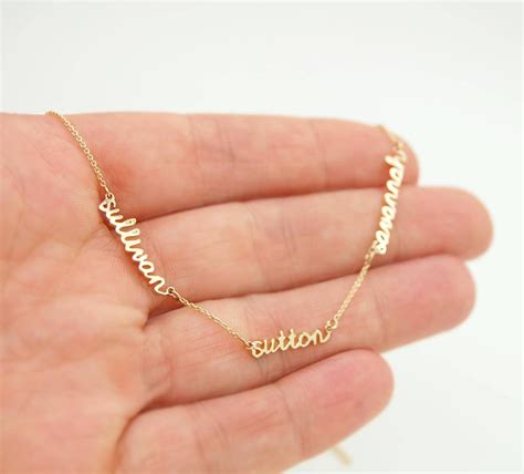 3 Kids Name Necklace 14k Gold Mom Necklace With Kids Names Etsy