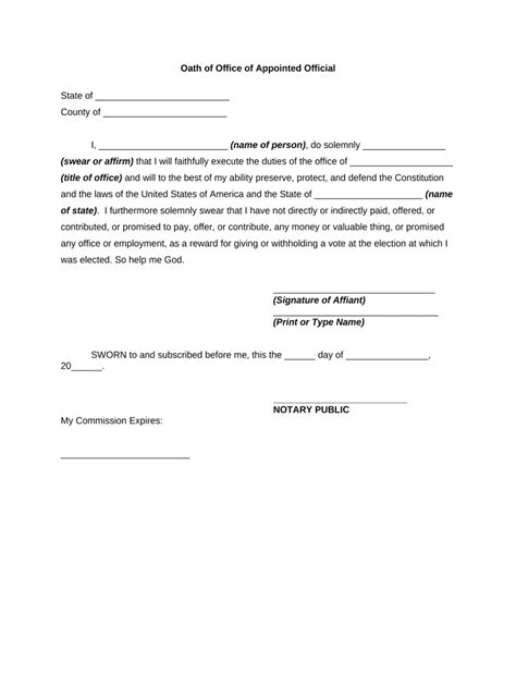 Oath Of Office Of Appointed Official Form Fill Out And Sign Printable