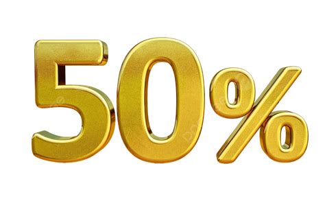 3d Gold 50 Percent Sign Discount Voucher Percent Offer Sticker