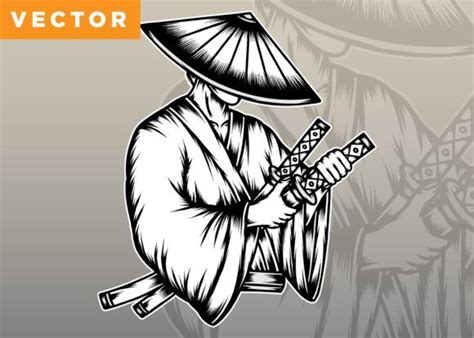 Vintage Samurai Ronin Illustration Graphic By Wodexz · Creative Fabrica