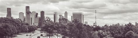 Downtown Houston Skyline Black And White Photograph By
