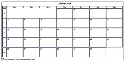 In the publication types list, click calendars. Calendar october 2020