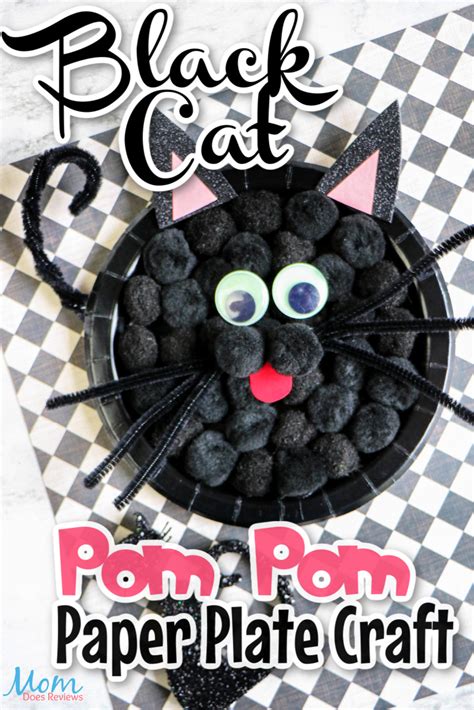 Make This Black Cat Pom Pom Plate Craft Mom Does Reviews