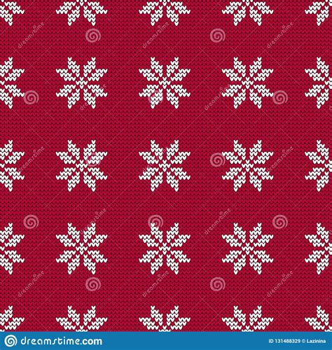 Knitted Norwegian Snowflakes Seamless Background Folk Motives Winter