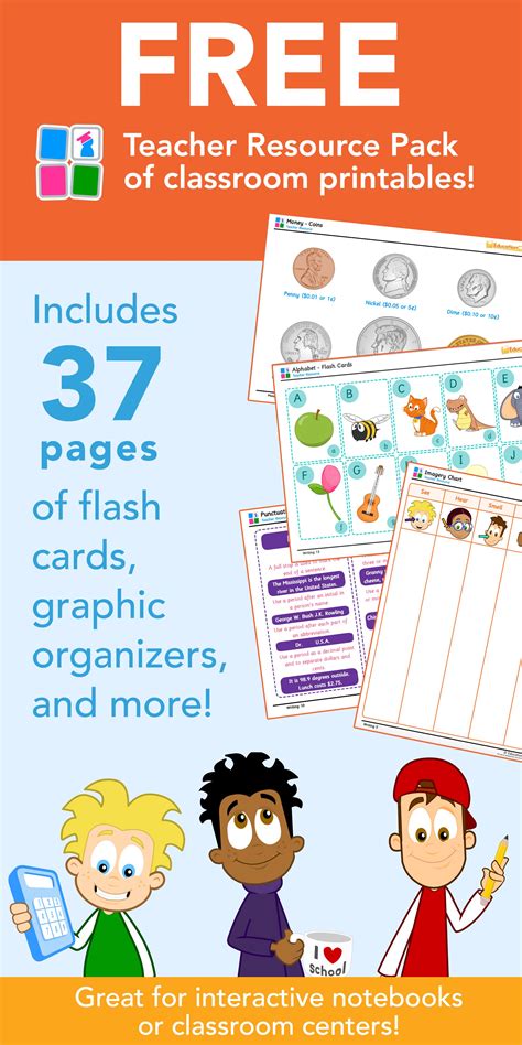 Free Teacher Resource Pack Of Classroom Printables 37 Pages Of Flash Cards Graphic