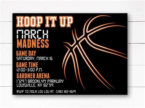 March Madness Invitation Basketball Theme Party March Etsy Uk