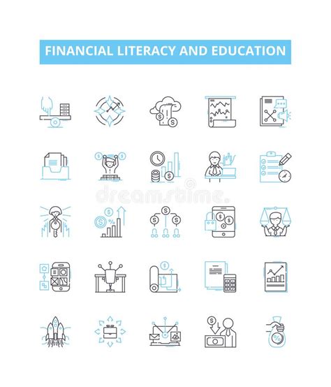 Financial Literacy And Education Vector Line Icons Set Financial