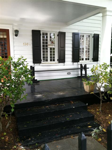 Joggling Board And Love The Glossy Black Porch Floor White Exterior