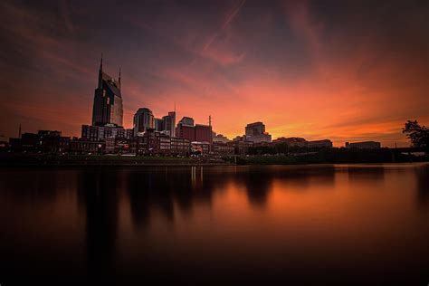 Nashville Sunset Over A Silky Skyline Reflection Photograph By Lucas Foley