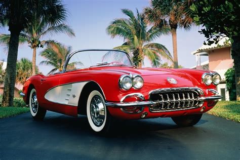 1960 Corvette Chevrolet Convertible Red Classic Car Poster