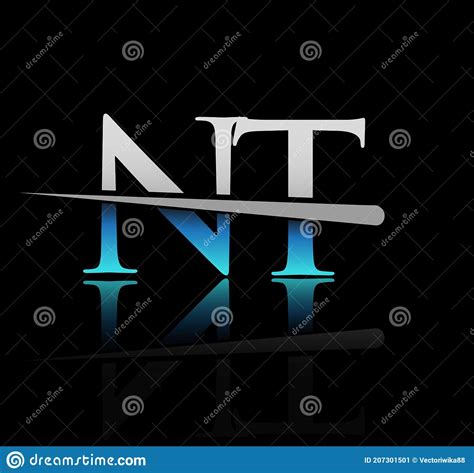 Initial Logotype Letter Nt Company Name Colored Blue And Silver Swoosh