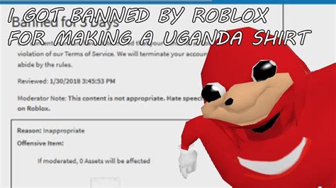 Uganda Knuckles Roblox I Got Banned By Uganda Knuckles Shirt Youtube