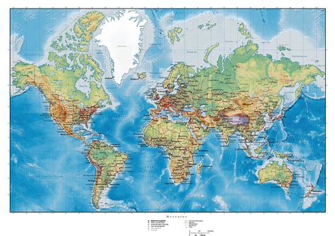 Carte du monde détaillée - image à imprimer #3 | Cartes | Pinterest
