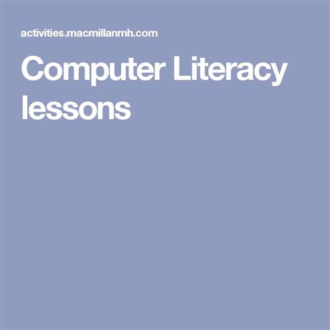 Computer Literacy Lessons Computer Literacy Literacy Lessons Library Lesson Plans