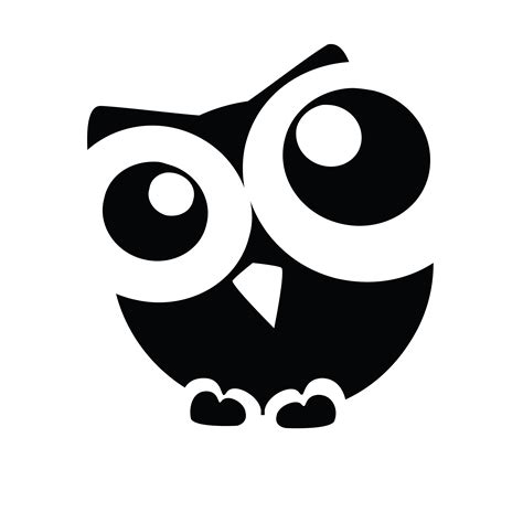 Free Clipart Of A Curious Owl Black White