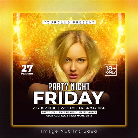 Premium PSD Night Club Dj Party Flyer Social Media Post Design