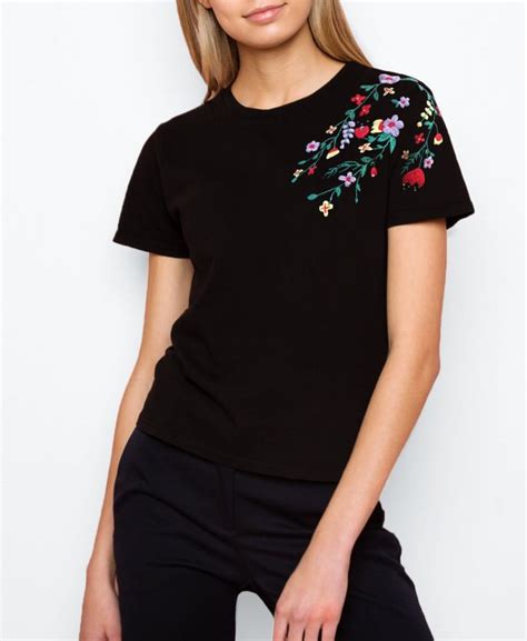 Embroidered Flowers Tshirt Embroidery Tshirt Hand Embroidered Shirt