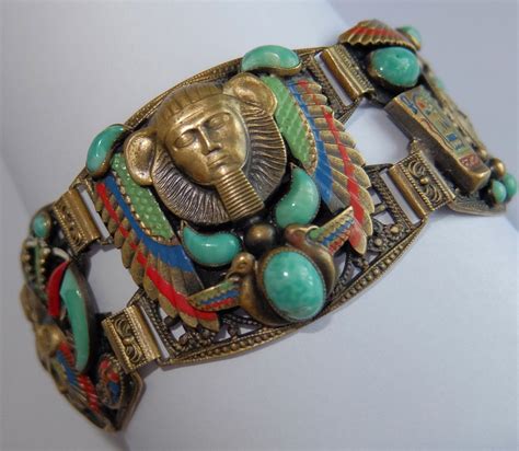 The lotus & suns on bottom edge represent immortality. RARE VINTAGE ART DECO EGYPTIAN REVIVAL MAX NEIGER CZECH ...