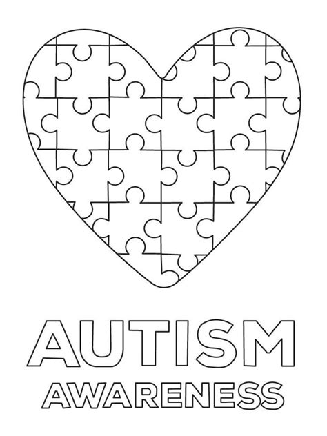Printable Autism Awareness Heart Coloring Page Free Printable
