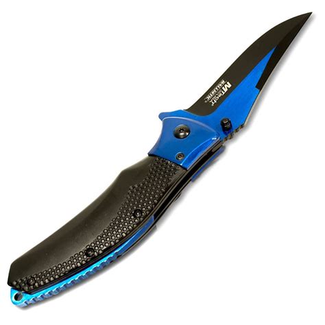 Metallic Blue Folding Knife Steel Knives Pocket Knife