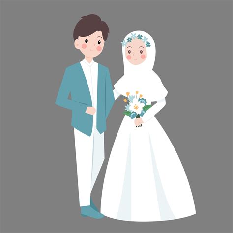 Muslim Wedding Couple Vector Illustration 4328836 Vector Art At Vecteezy