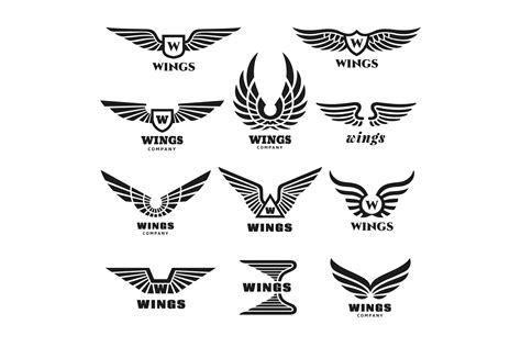 Wings Logo Set Modern Wing Emblems Avi Graphic By Ladadikart
