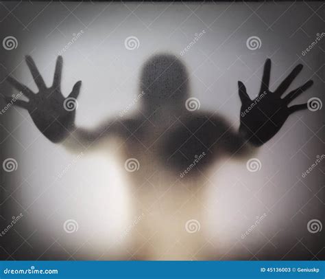 Man Standing Behind Glass Stock Photo Image 45136003