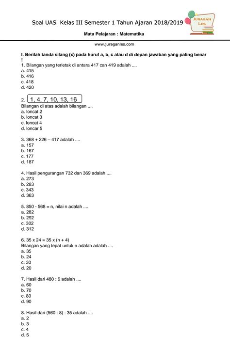 Solution Soal Matematika Kelas 3 Sd Terbaru Tahun 2018 Studypool