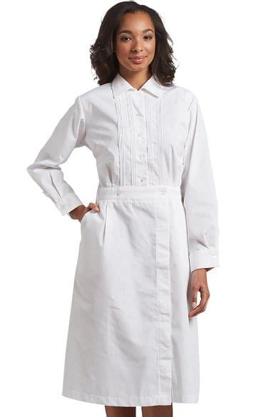 White Cross Womens Long Sleeve Pintuck Scrub Dress
