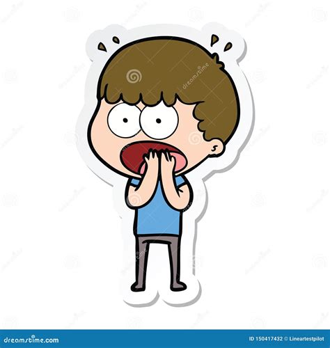 Sticker Of A Cartoon Shocked Man Stock Vector Illustration Of Cartoon